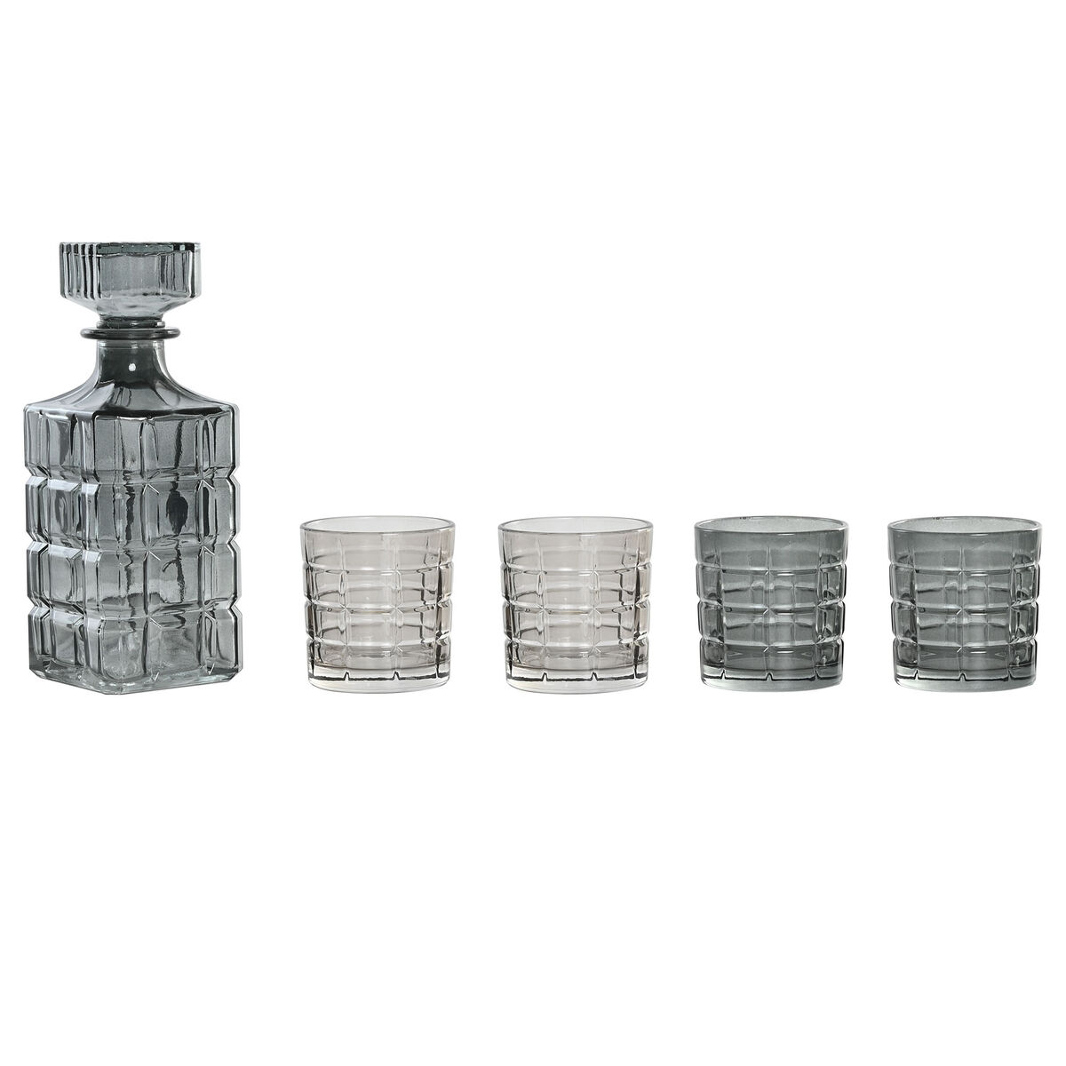 Juego de vasos con botella Home ESPRIT Gris Cristal Urbano 900 ml