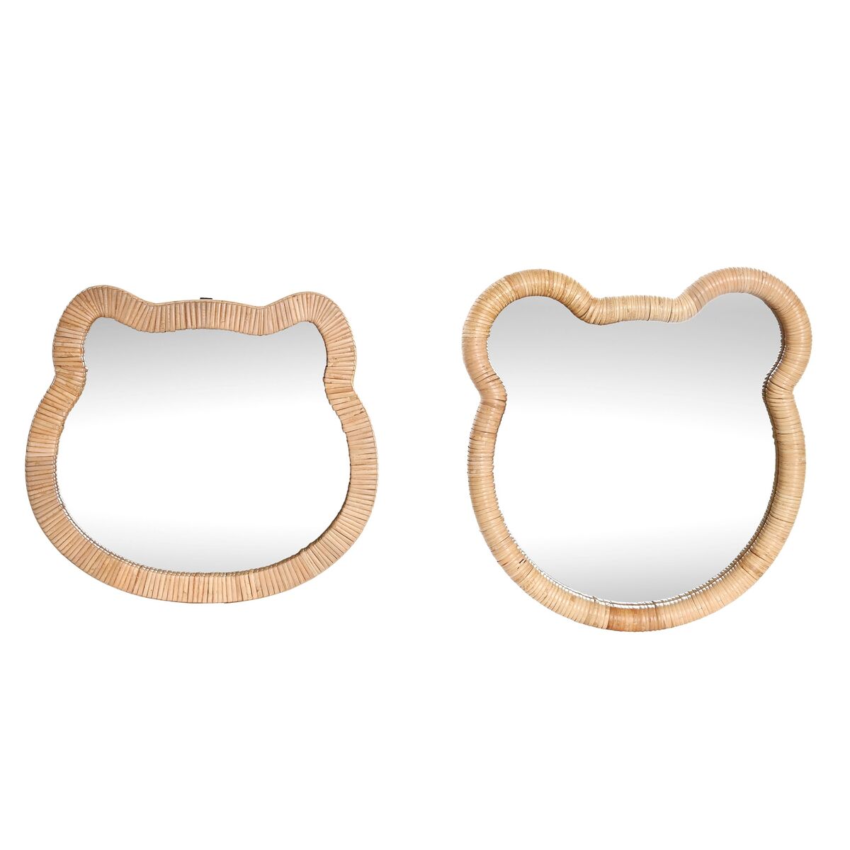 Espejo de pared Home ESPRIT Natural 40 x 3 x 42 cm 40 x 3 x 43 cm (2 Unidades)