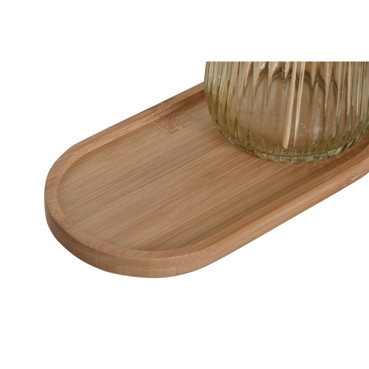 Set de Baño Home ESPRIT Gris Naranja Ambar Bambú Cristal 3 Piezas