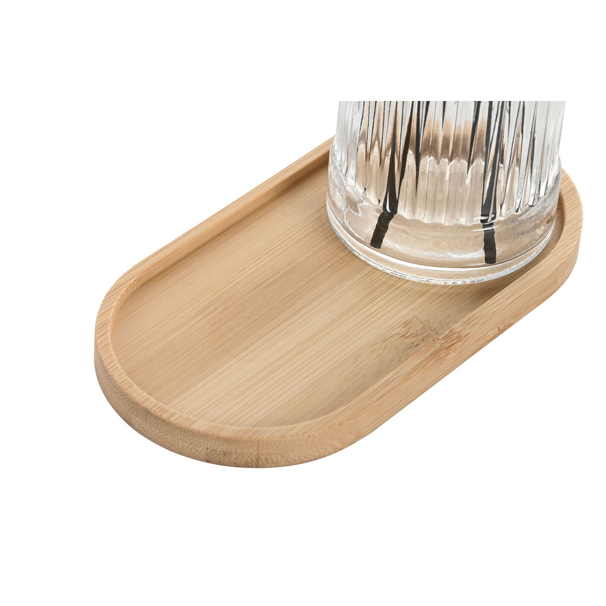 Set de Baño Home ESPRIT Negro Transparente Bambú Cristal Moderno 3 Piezas