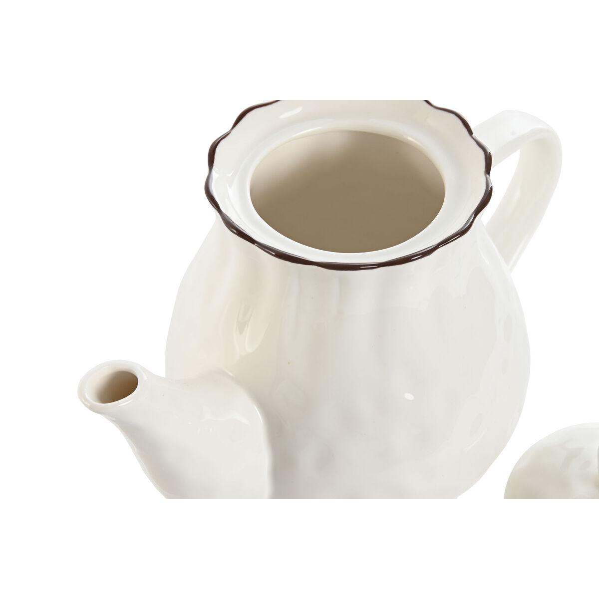 Tetera Home ESPRIT Blanco Marrón Porcelana 1 L