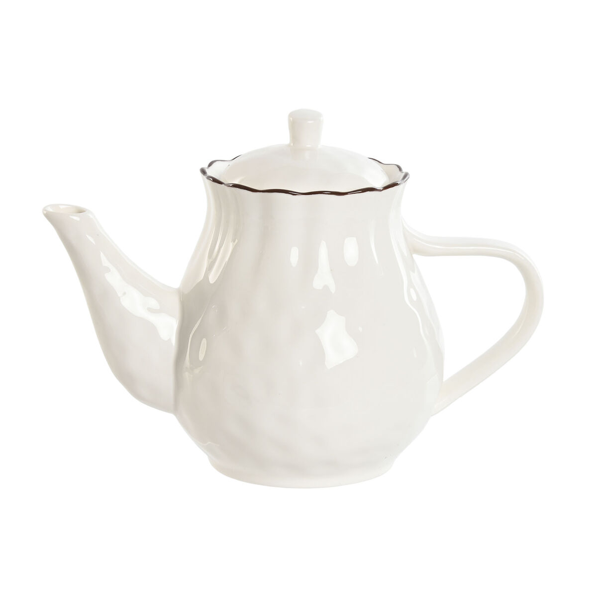 Tetera Home ESPRIT Blanco Marrón Porcelana 1 L