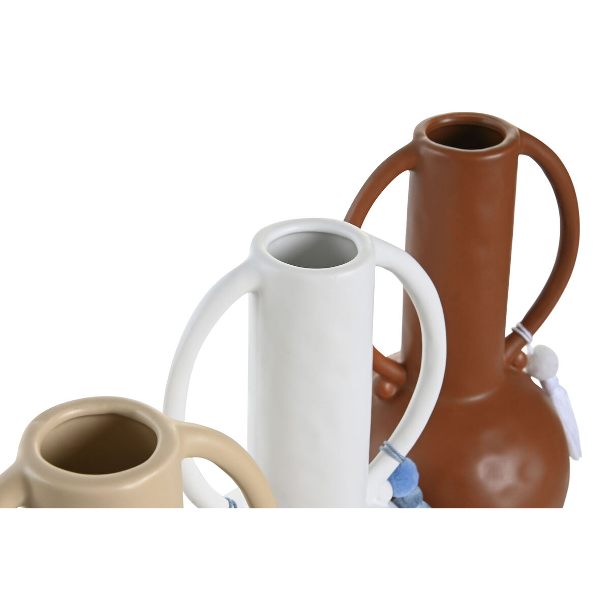Jarrón DKD Home Decor Blanco Beige Terracota Dolomita Flecos 14 x 14 x 25,6 cm (3 Unidades)