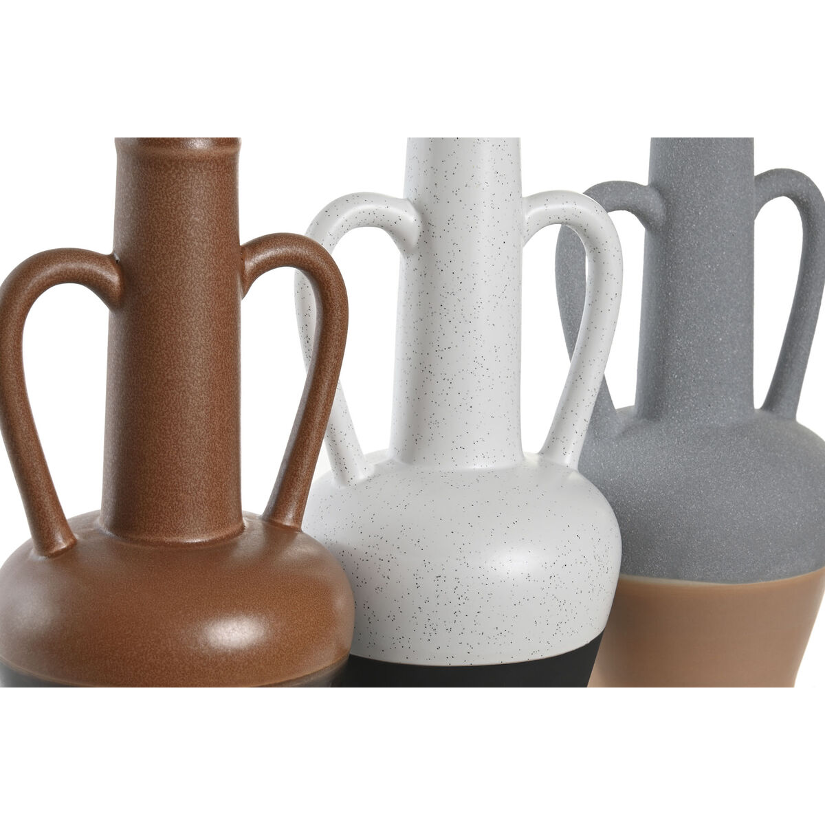 Jarrón DKD Home Decor Blanco Gris Terracota Porcelana 12,7 x 12,5 x 30 cm (3 Unidades)