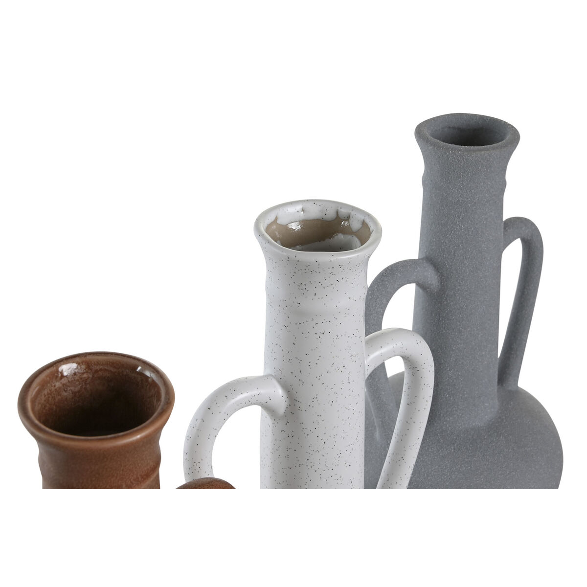 Jarrón DKD Home Decor Blanco Gris Terracota Porcelana 12,7 x 12,5 x 30 cm (3 Unidades)