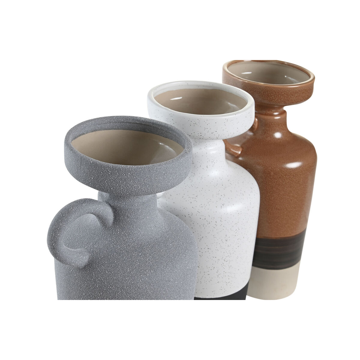 Jarrón DKD Home Decor Blanco Gris Terracota Porcelana 13,3 x 11 x 27,3 cm 13,3 x 11 x 28 cm (3 Unidades)