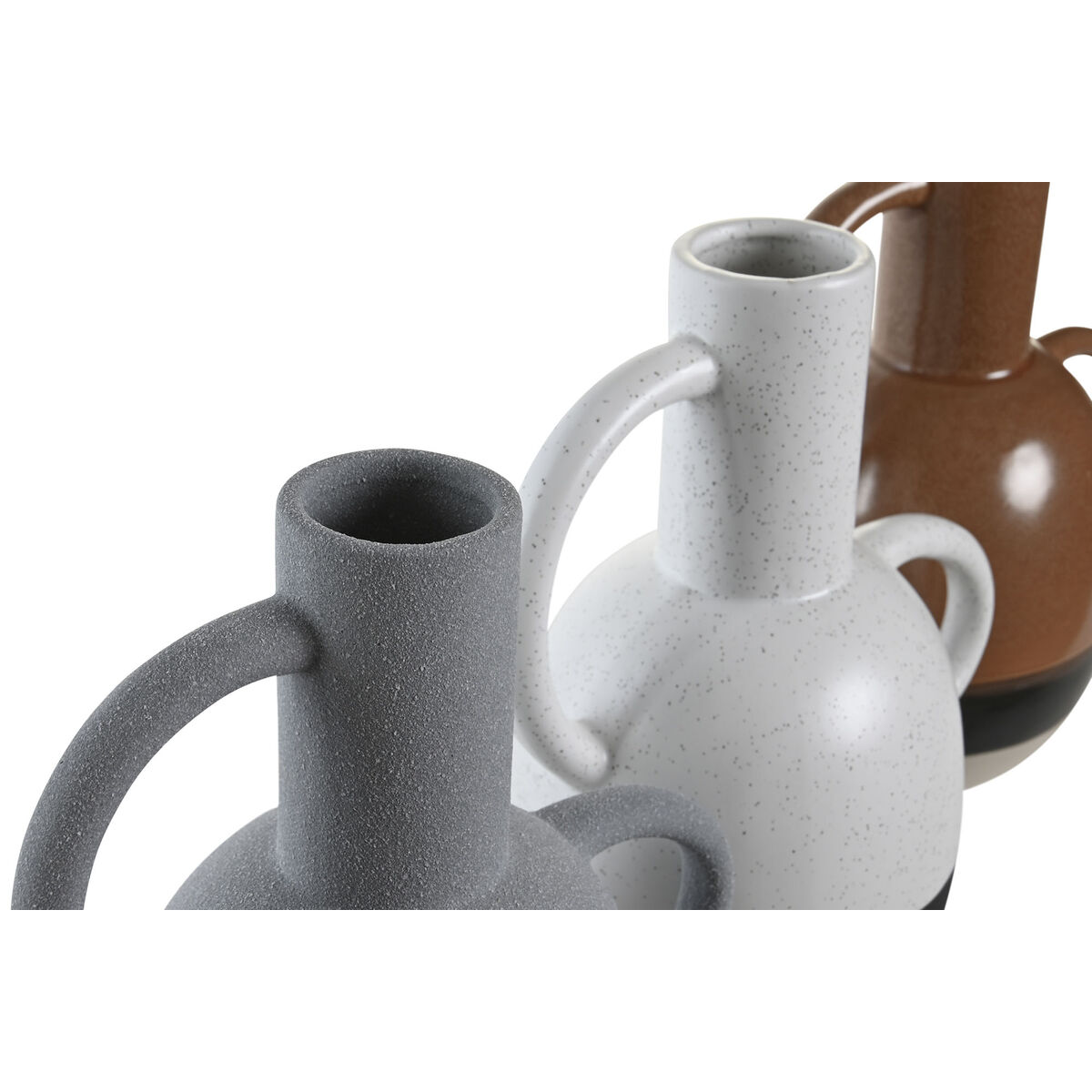 Jarrón DKD Home Decor Blanco Gris Terracota Porcelana 19,5 x 12 x 22,6 cm (3 Unidades)