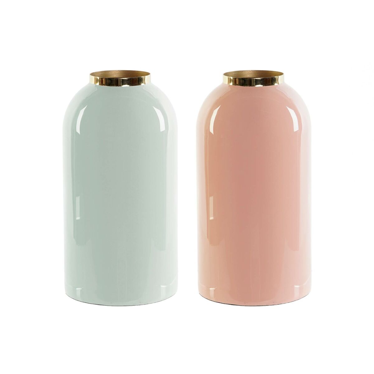 Jarrón DKD Home Decor Verde Dorado Coral Hierro Lacado 13 x 13 x 25 cm (2 Unidades)