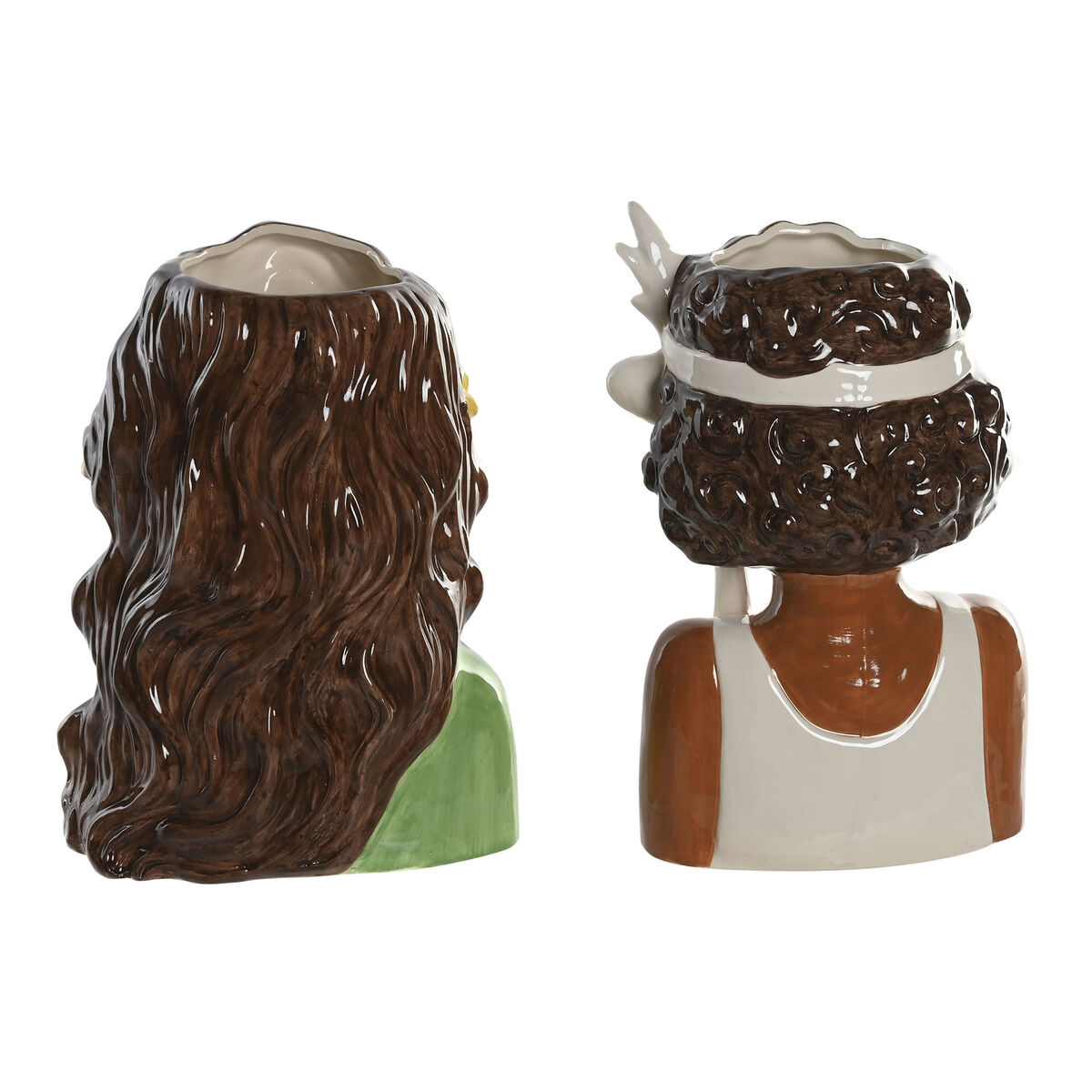 Macetero Home ESPRIT Blanco Verde Cerámica Urbano