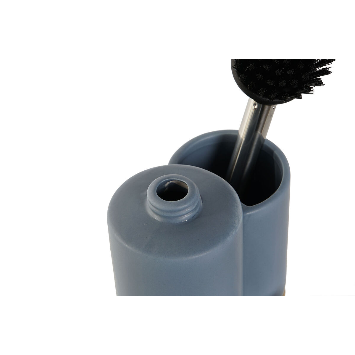 Dispensador de Jabón 2 en 1 para Fregadero DKD Home Decor Bambú Acero Inoxidable Dolomita 11,5 x 6,5 x 18,5 cm (2 Unidades)