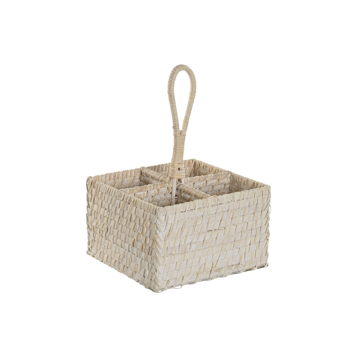 Cesto para cubiertos Home ESPRIT Blanco Natural Bambú 19 x 19 x 27 cm