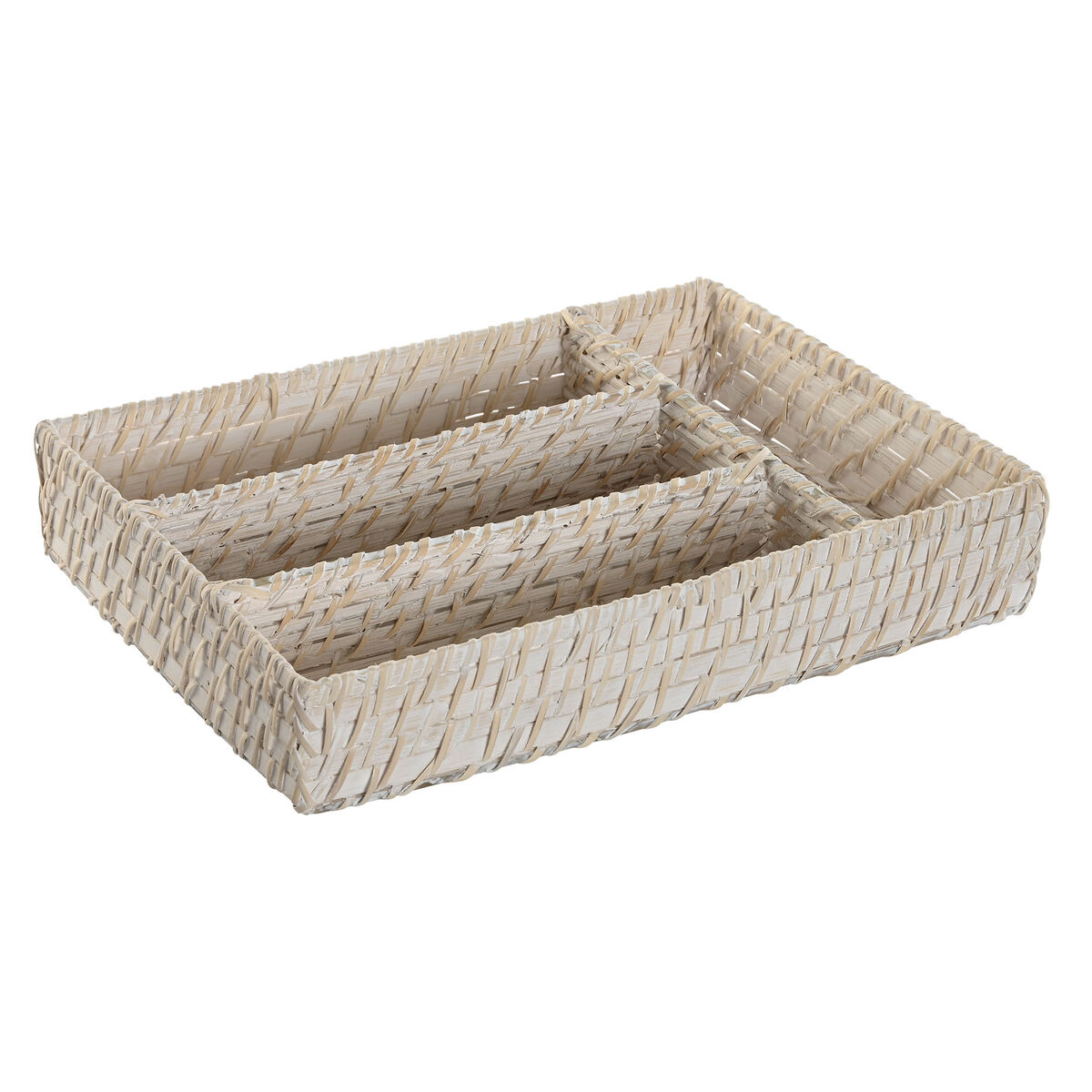 Organizador para Cubiertos Home ESPRIT Blanco Natural Bambú 34 x 24 x 6 cm