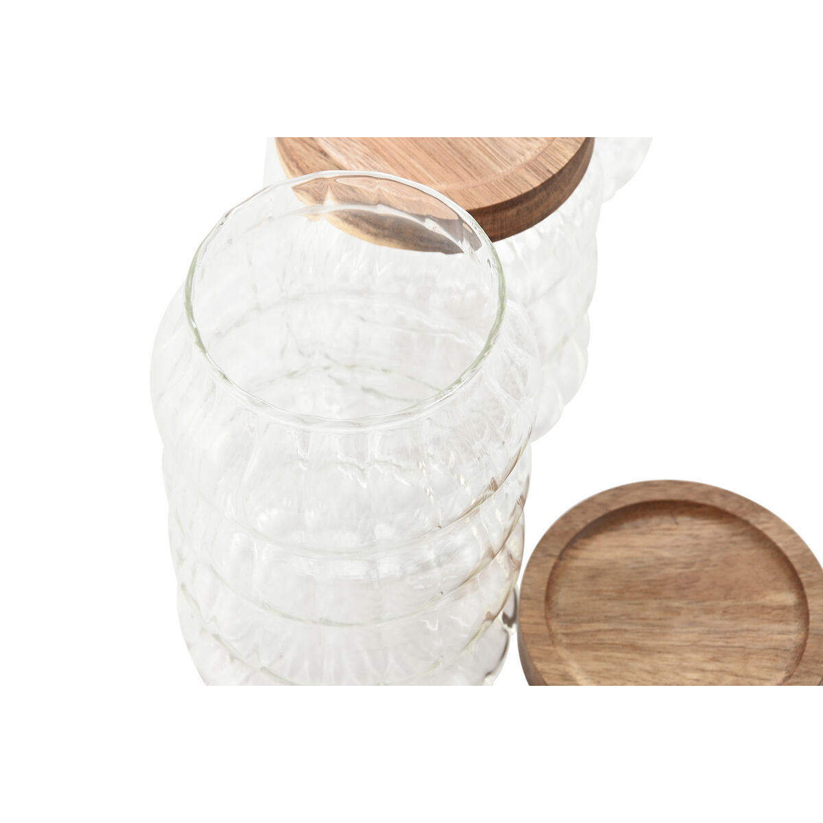 Set de 3 Botes Home ESPRIT Transparente Natural 550 ml 750 ml 3 Piezas