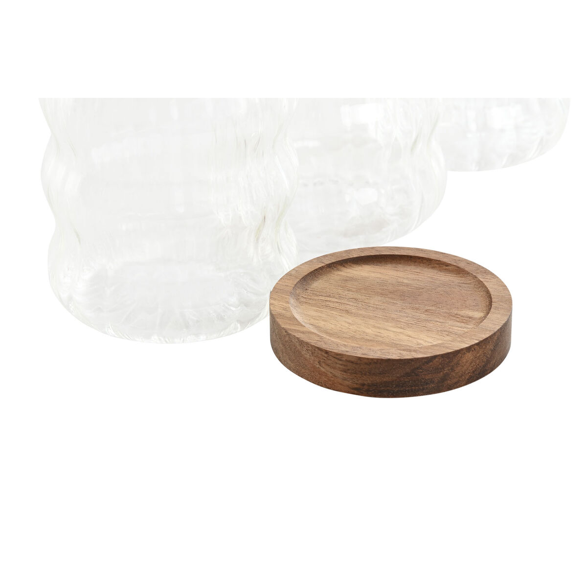 Set de 3 Botes Home ESPRIT Transparente Natural 550 ml 750 ml 3 Piezas