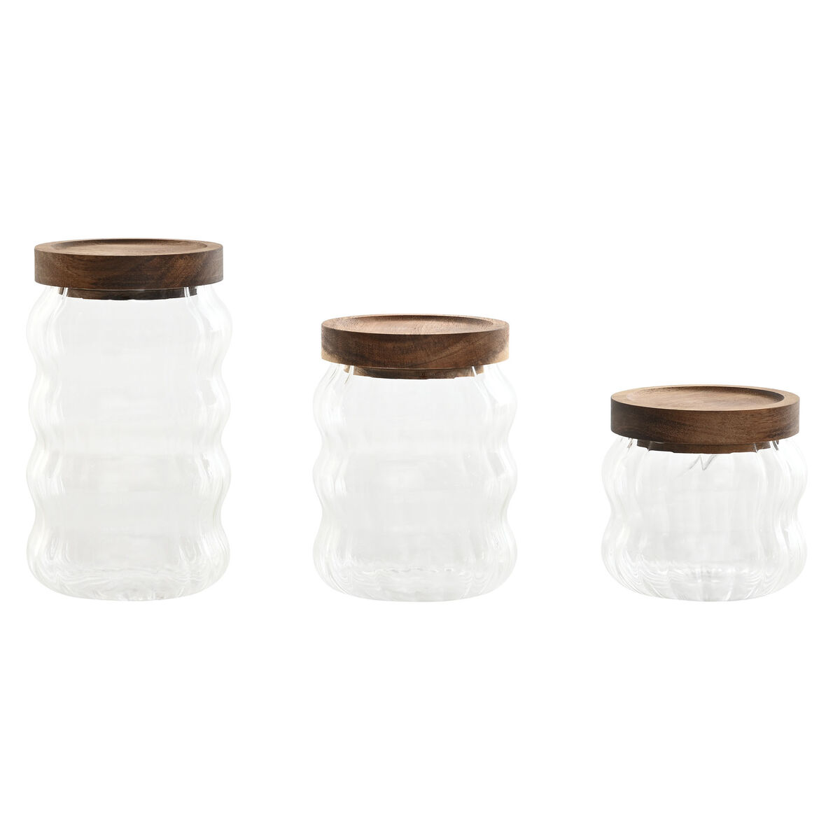 Set de 3 Botes Home ESPRIT Transparente Natural 550 ml 750 ml 3 Piezas