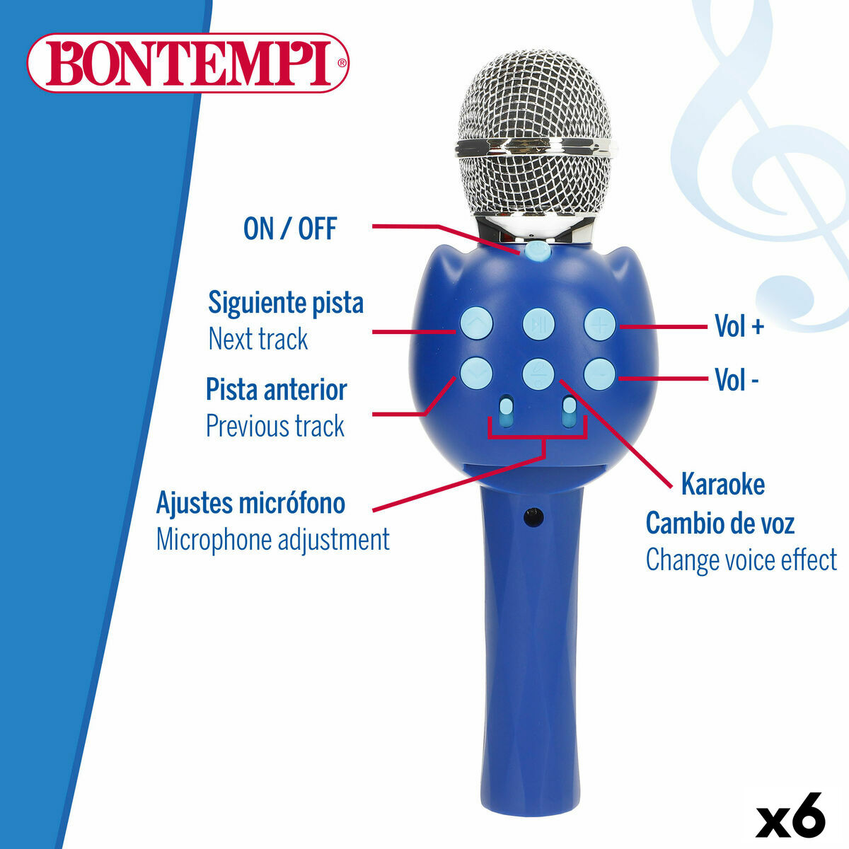 Micrófono Karaoke Bontempi 6 Unidades