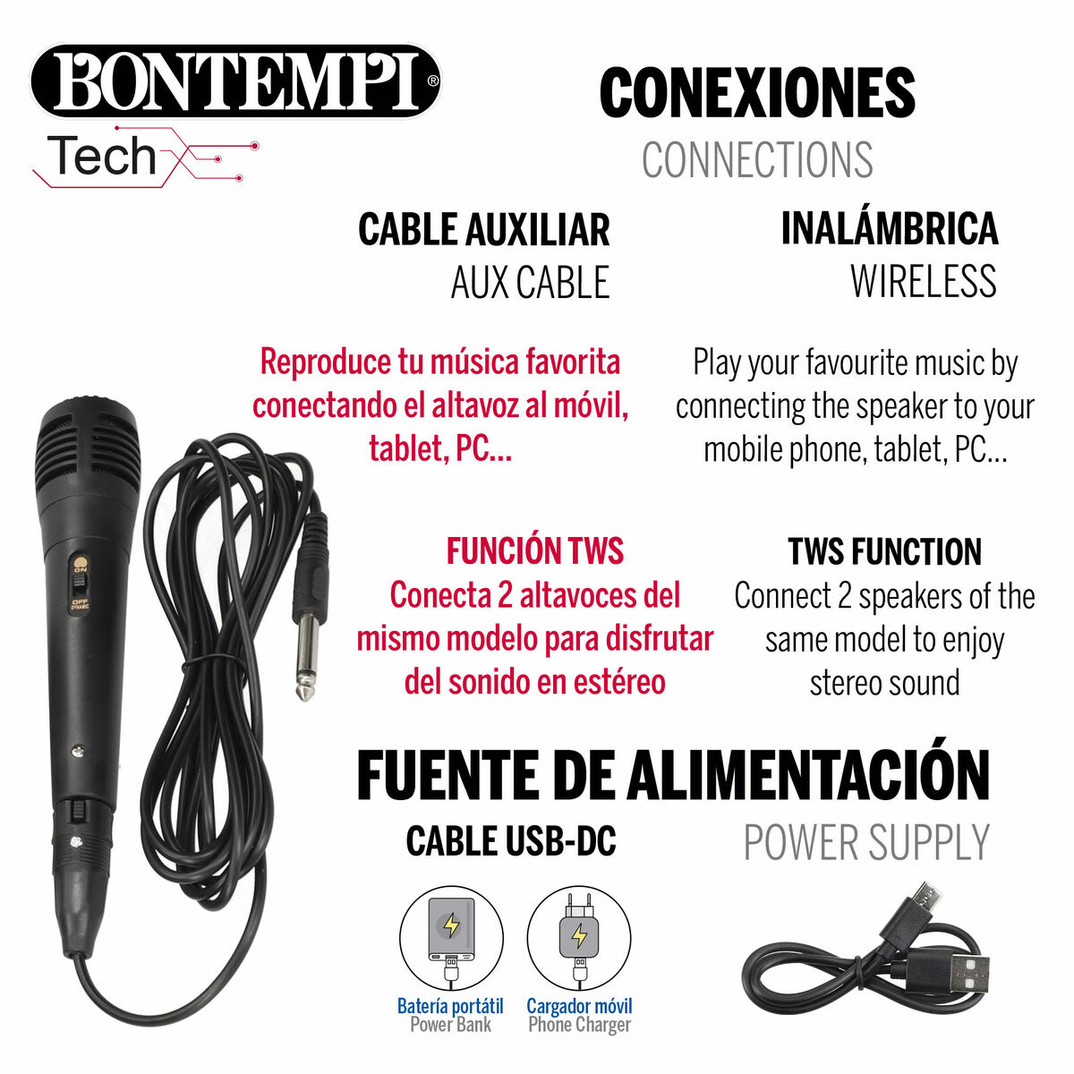 Altavoz con Micrófono Karaoke Bontempi 4 Unidades