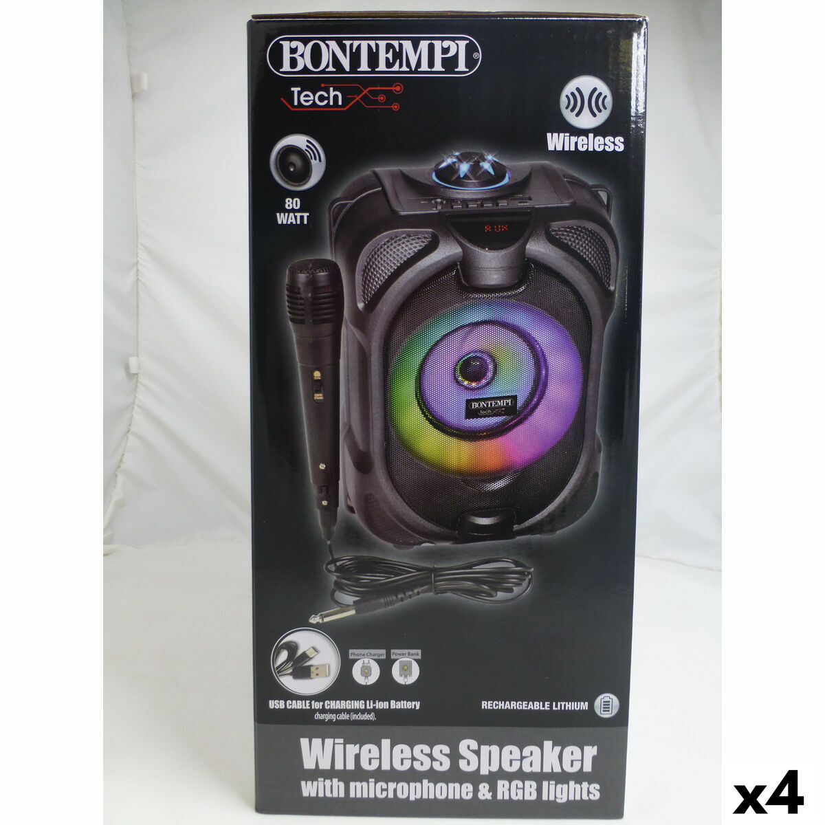 Altavoz con Micrófono Karaoke Bontempi 4 Unidades