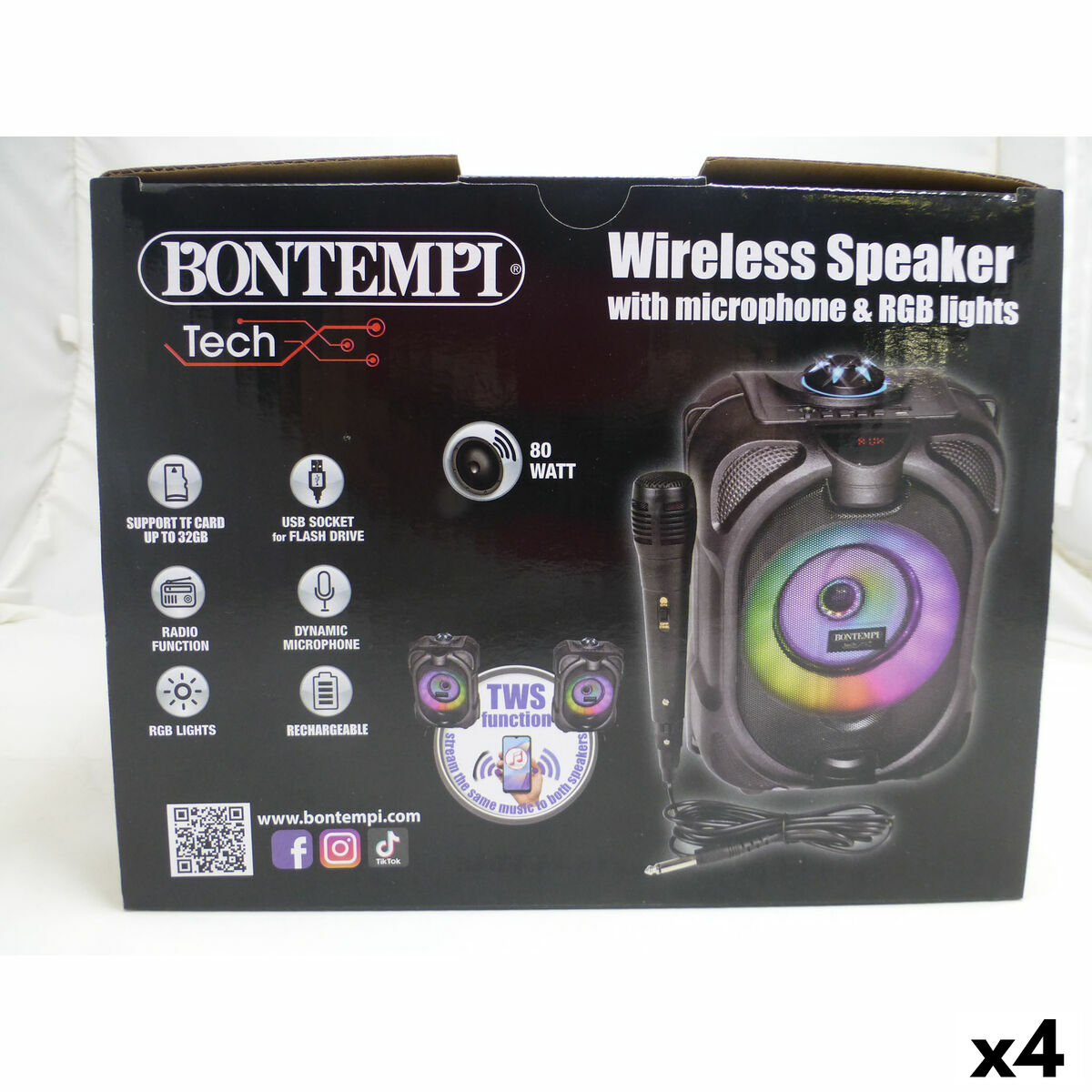 Altavoz con Micrófono Karaoke Bontempi 4 Unidades