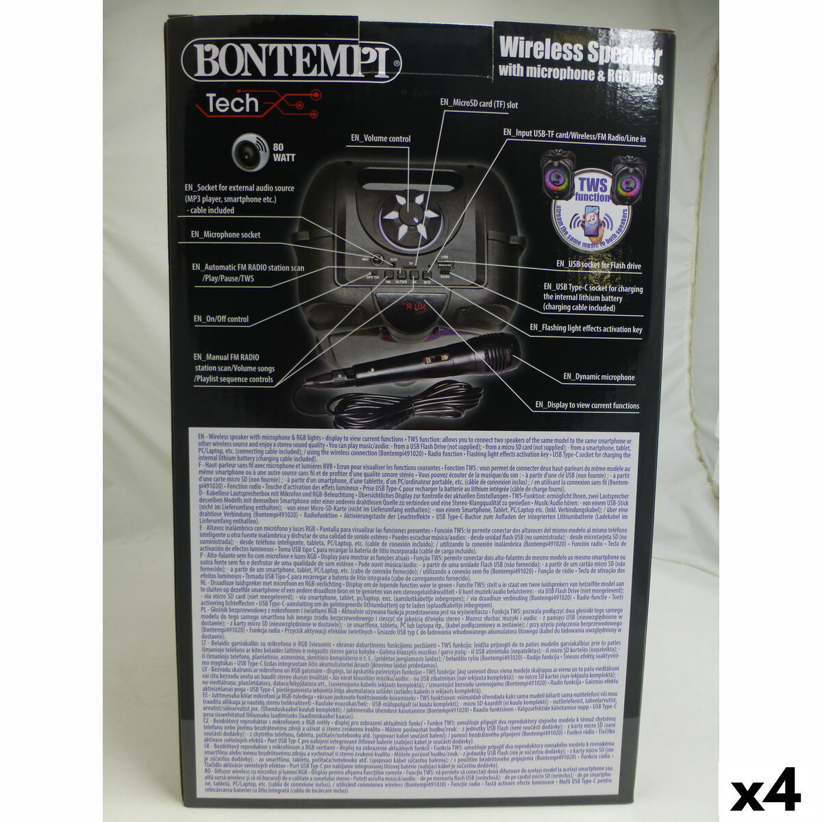 Altavoz con Micrófono Karaoke Bontempi 4 Unidades