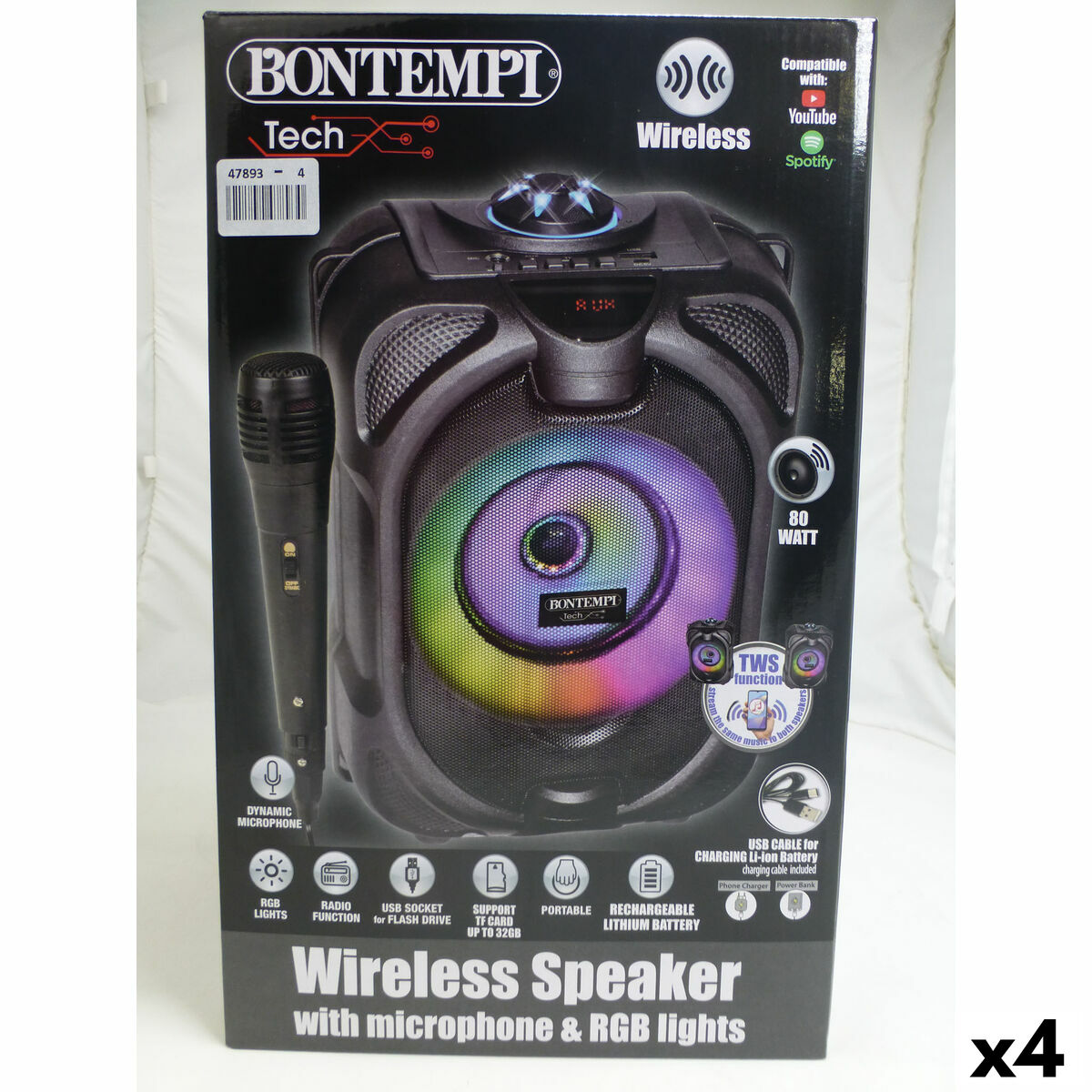 Altavoz con Micrófono Karaoke Bontempi 4 Unidades