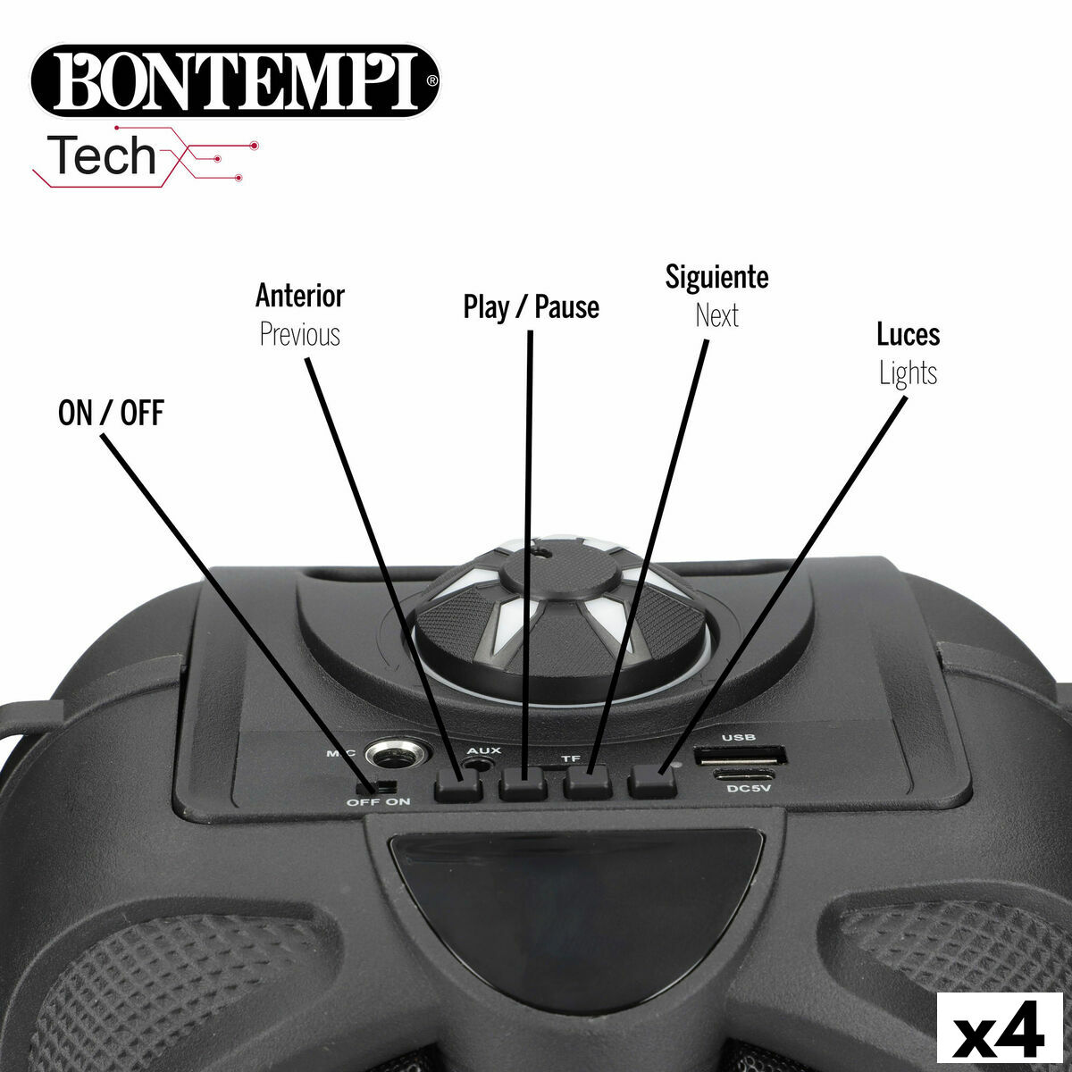 Altavoz con Micrófono Karaoke Bontempi 4 Unidades
