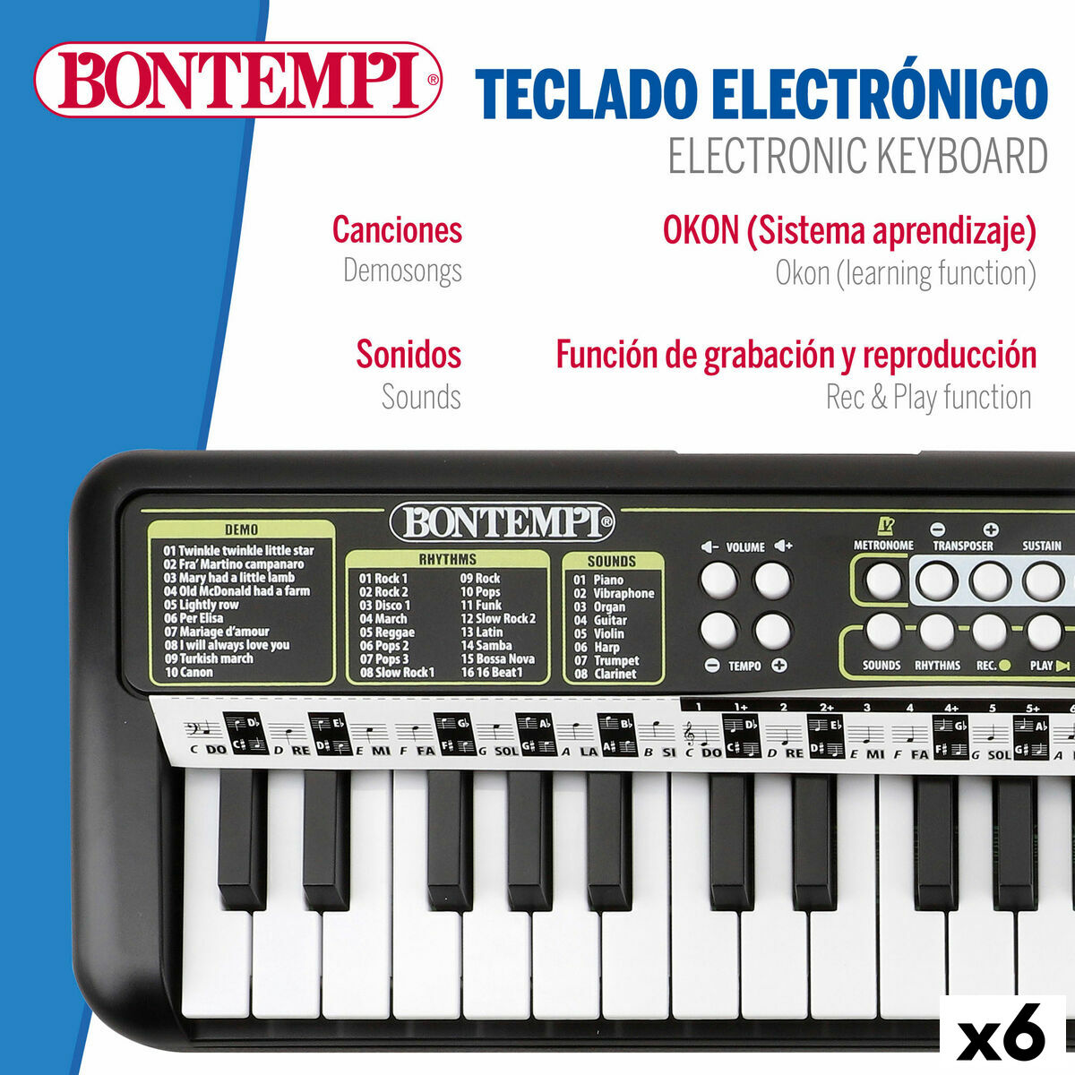 Teclado 37 Teclas Bontempi 42 x 4 x 15 cm (6 Unidades)
