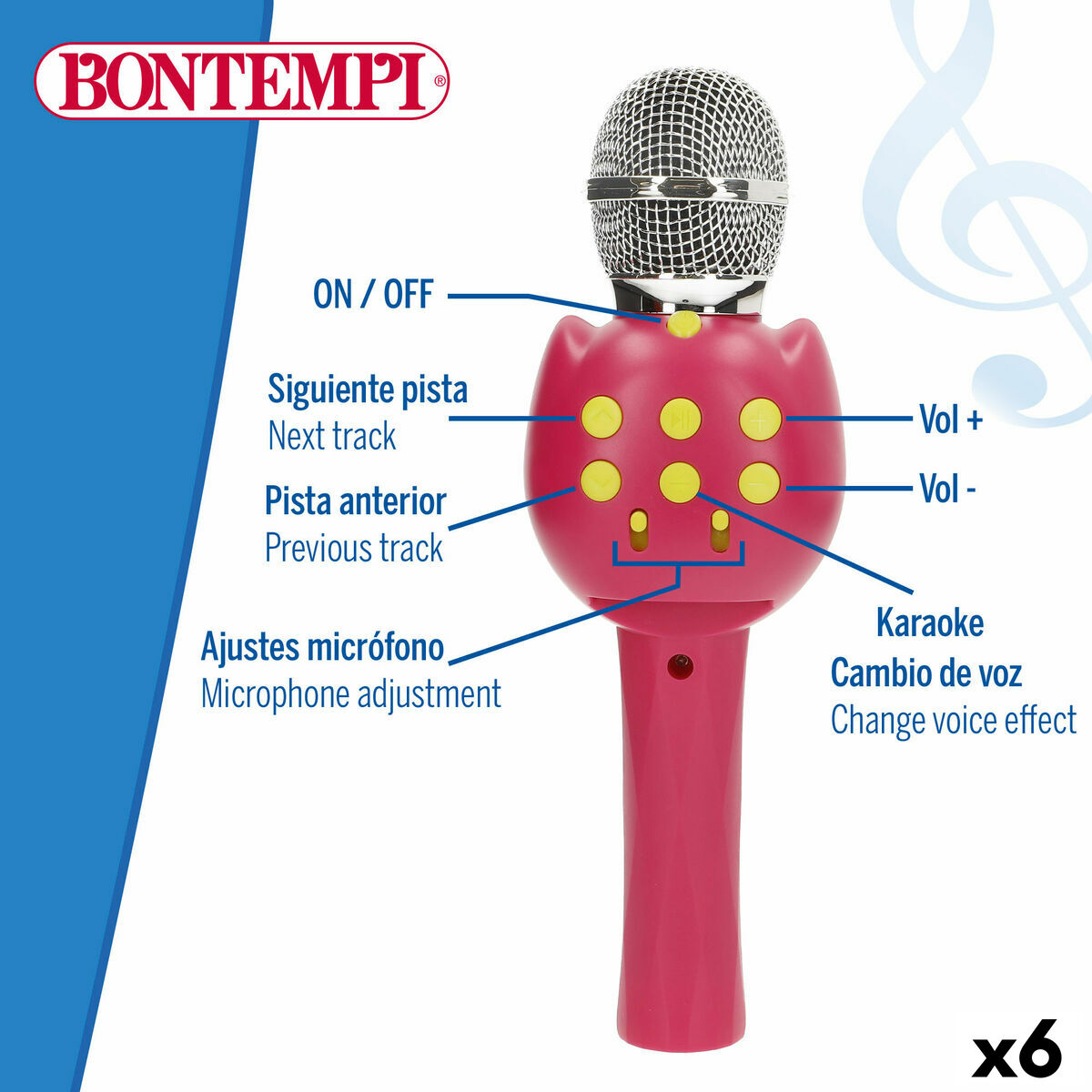 Micrófono Karaoke Bontempi 6 Unidades