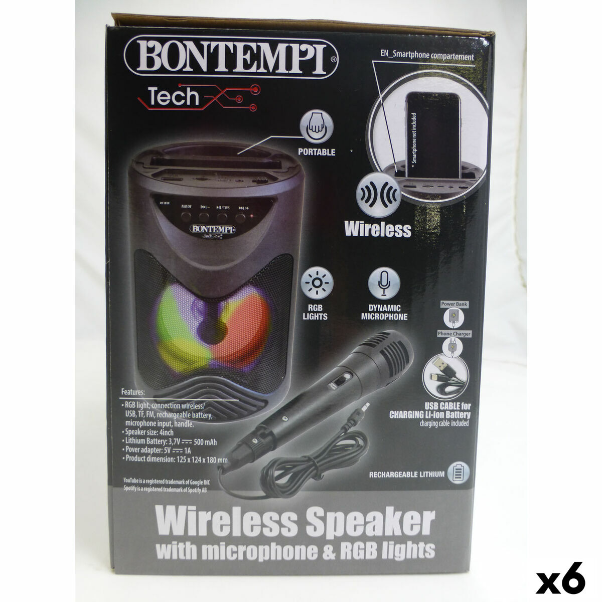 Altavoz con Micrófono Karaoke Bontempi 6 Unidades