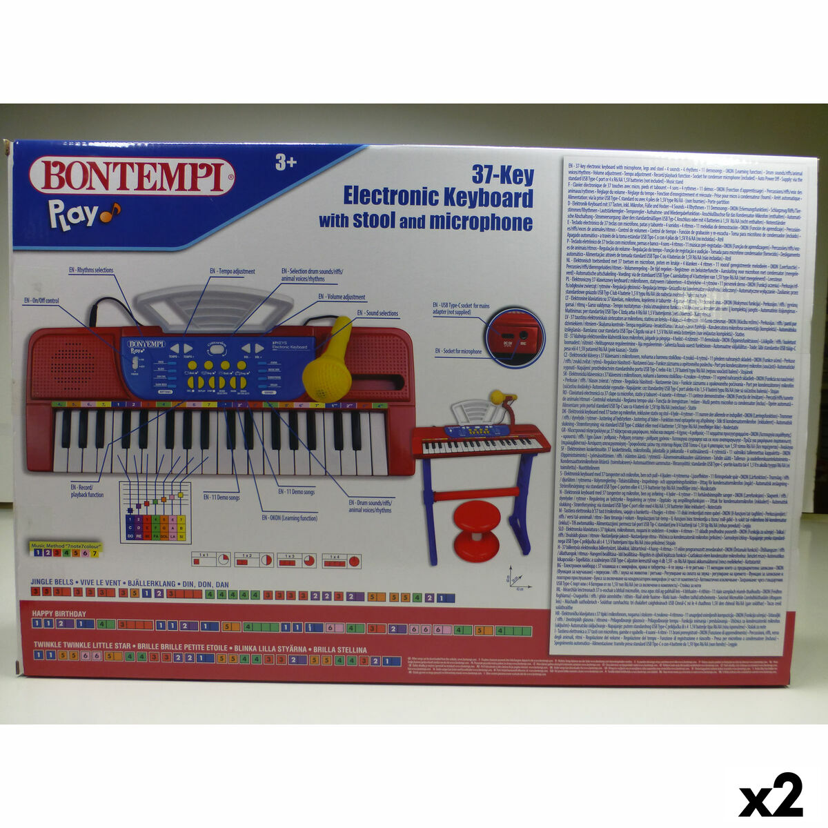 Teclado 37 Teclas Bontempi 43 x 56 x 23 cm (2 Unidades)