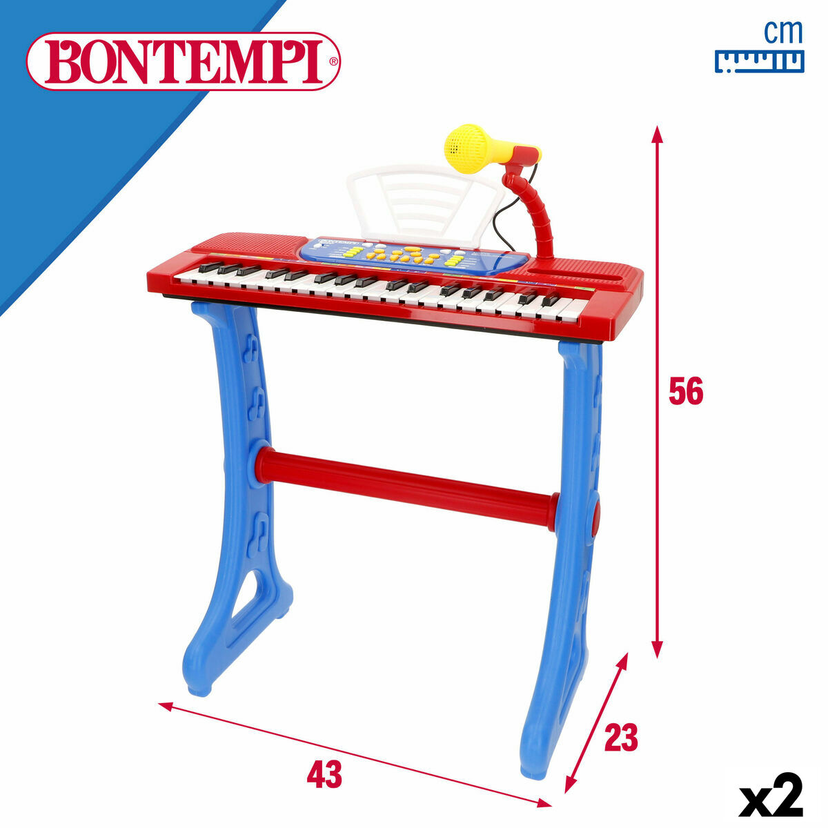 Teclado 37 Teclas Bontempi 43 x 56 x 23 cm (2 Unidades)