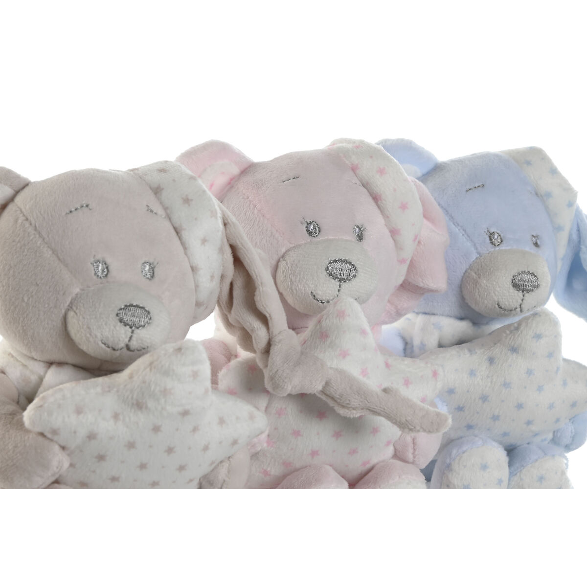 Peluche Home ESPRIT Azul Beige Rosa Poliéster 20 x 10 x 15 cm (3 Unidades)