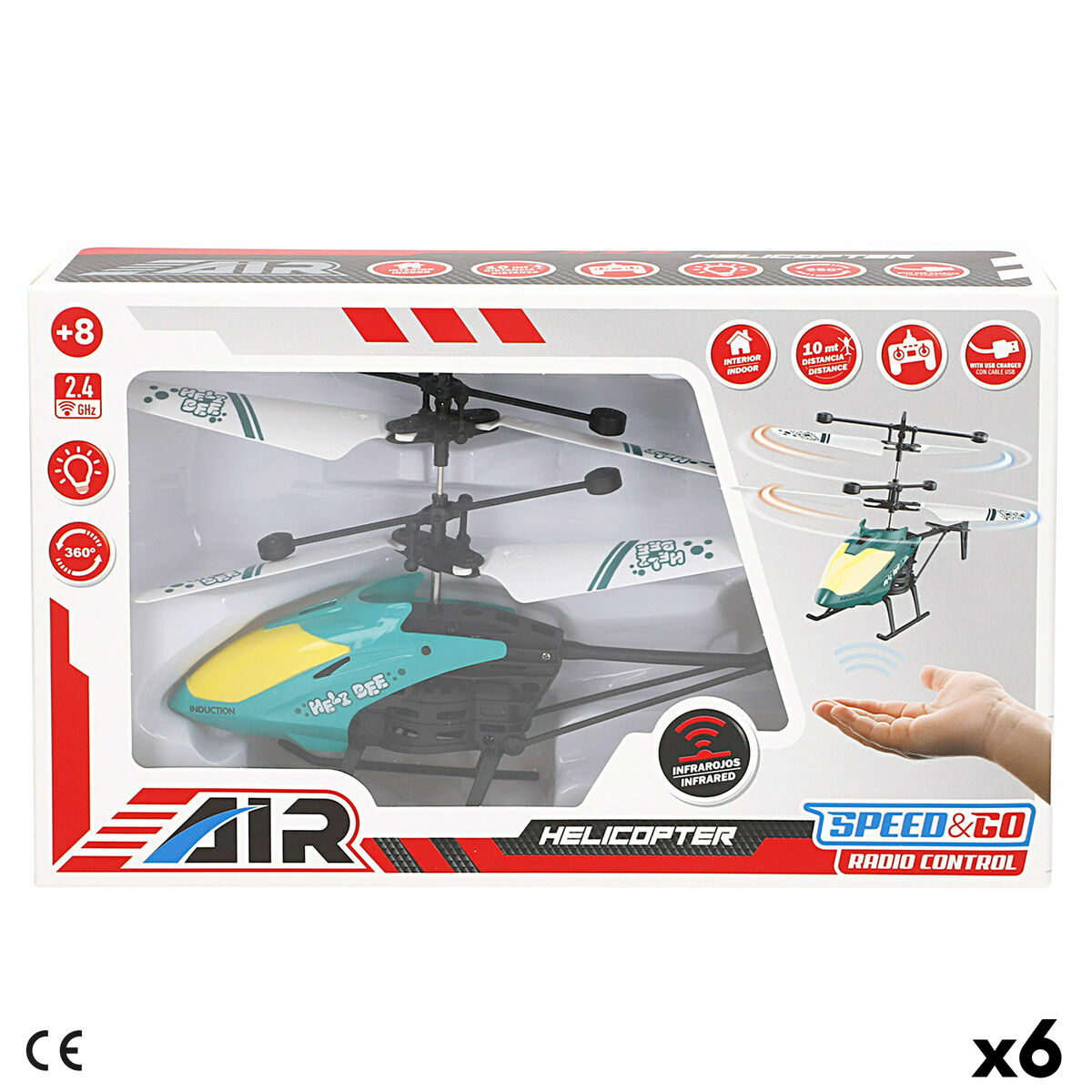 Helicóptero con Radiocontrol Colorbaby (6 Unidades)