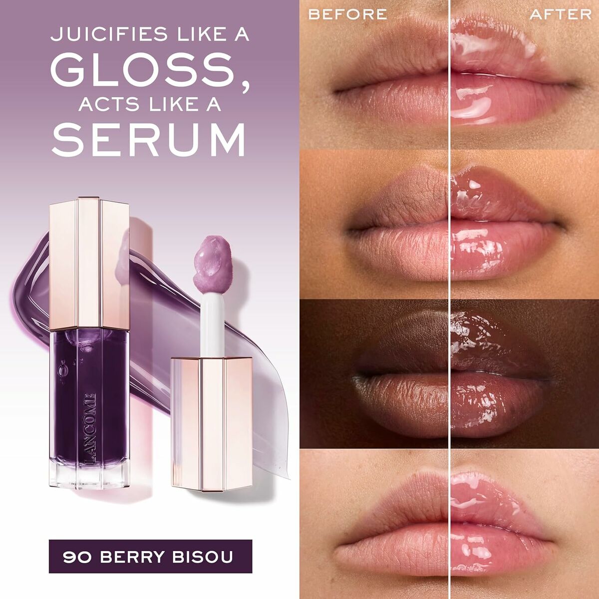 Gloss Lancôme IDÔLE MAKE-UP Morado Nº 90-Berry Bisou 9 ml