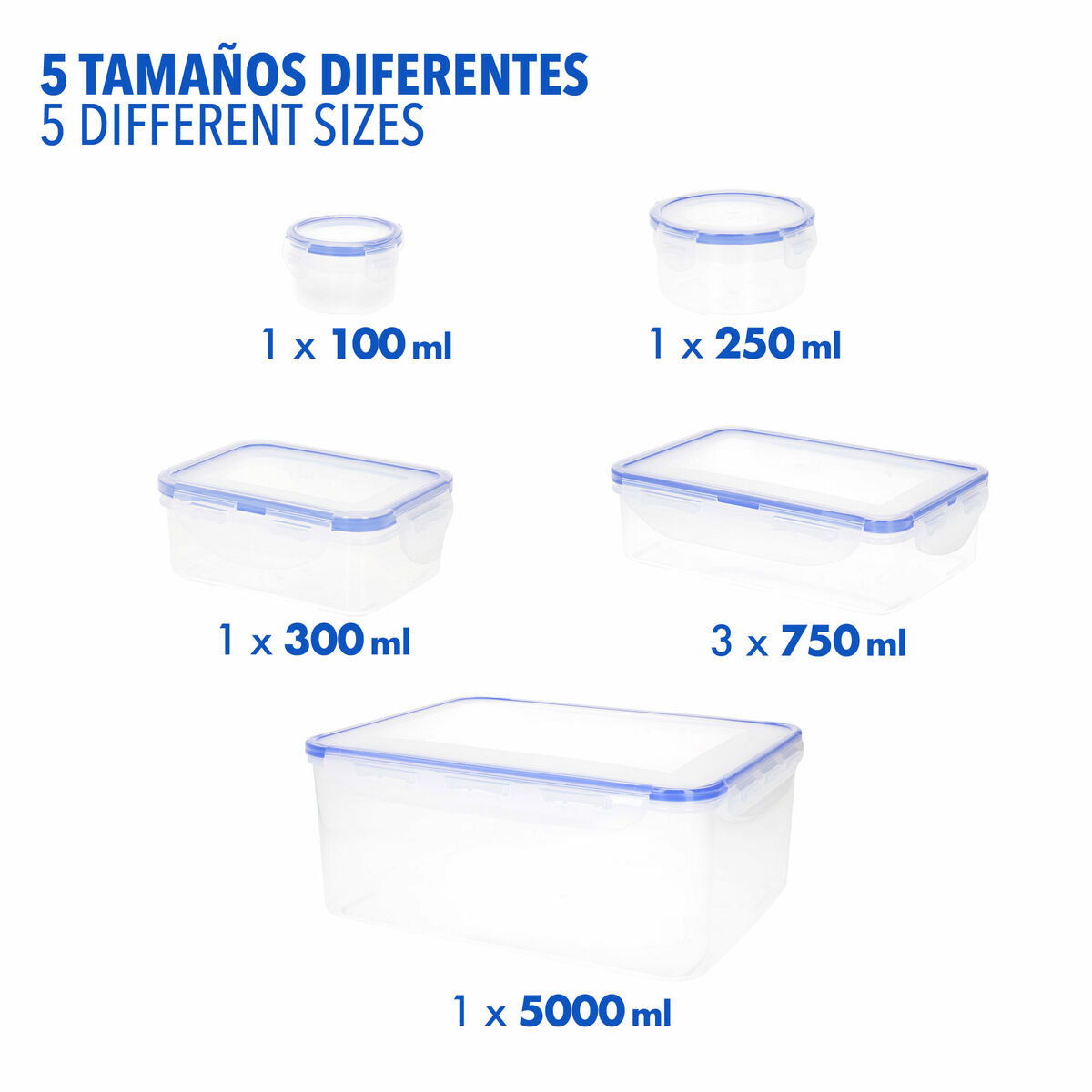 Set de Recipientes de Cocina Herméticos Apilables Max Home 29 x 12 x 20 cm 6 Unidades