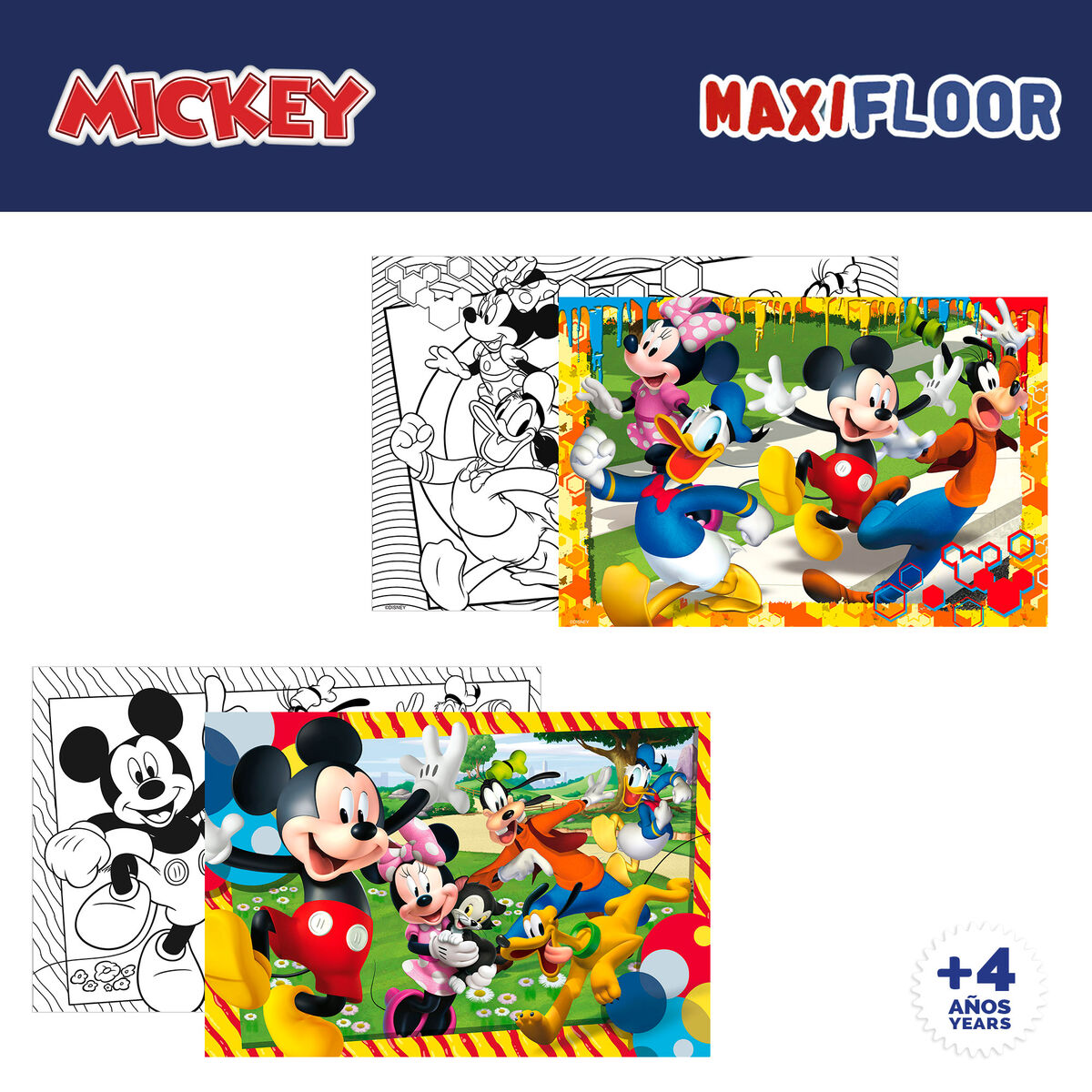 Set de 4 Puzzles Mickey Mouse 35 x 1,5 x 25 cm 48 Piezas (6 Unidades)