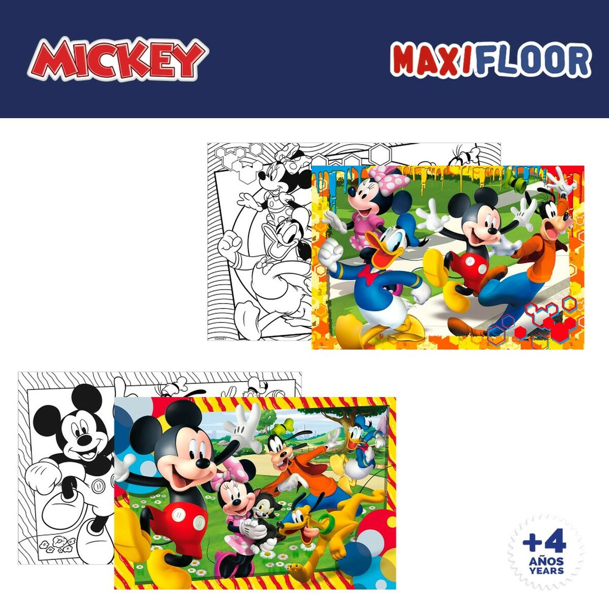 Set de 4 Puzzles Mickey Mouse 35 x 1,5 x 25 cm 48 Piezas (6 Unidades)