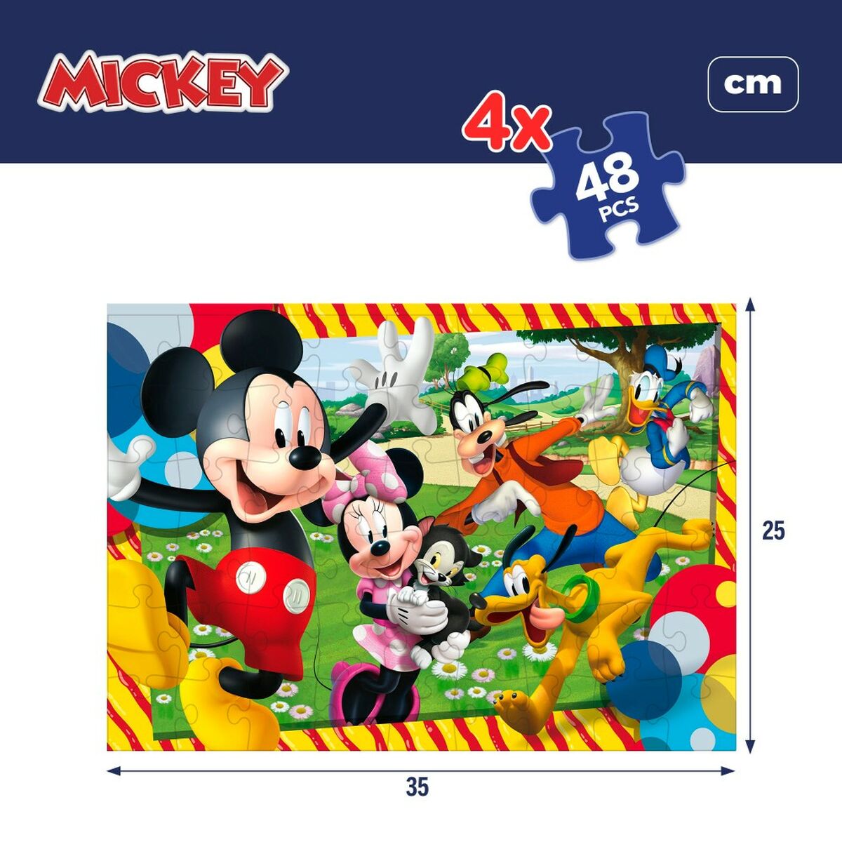 Set de 4 Puzzles Mickey Mouse 35 x 1,5 x 25 cm 48 Piezas (6 Unidades)