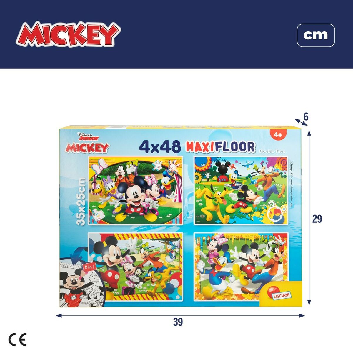 Set de 4 Puzzles Mickey Mouse 35 x 1,5 x 25 cm 48 Piezas (6 Unidades)