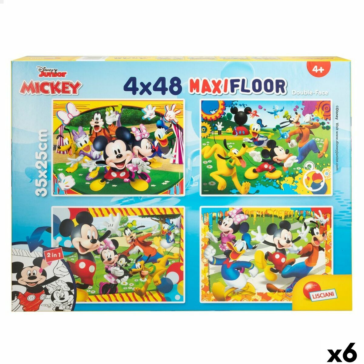 Set de 4 Puzzles Mickey Mouse 35 x 1,5 x 25 cm 48 Piezas (6 Unidades)