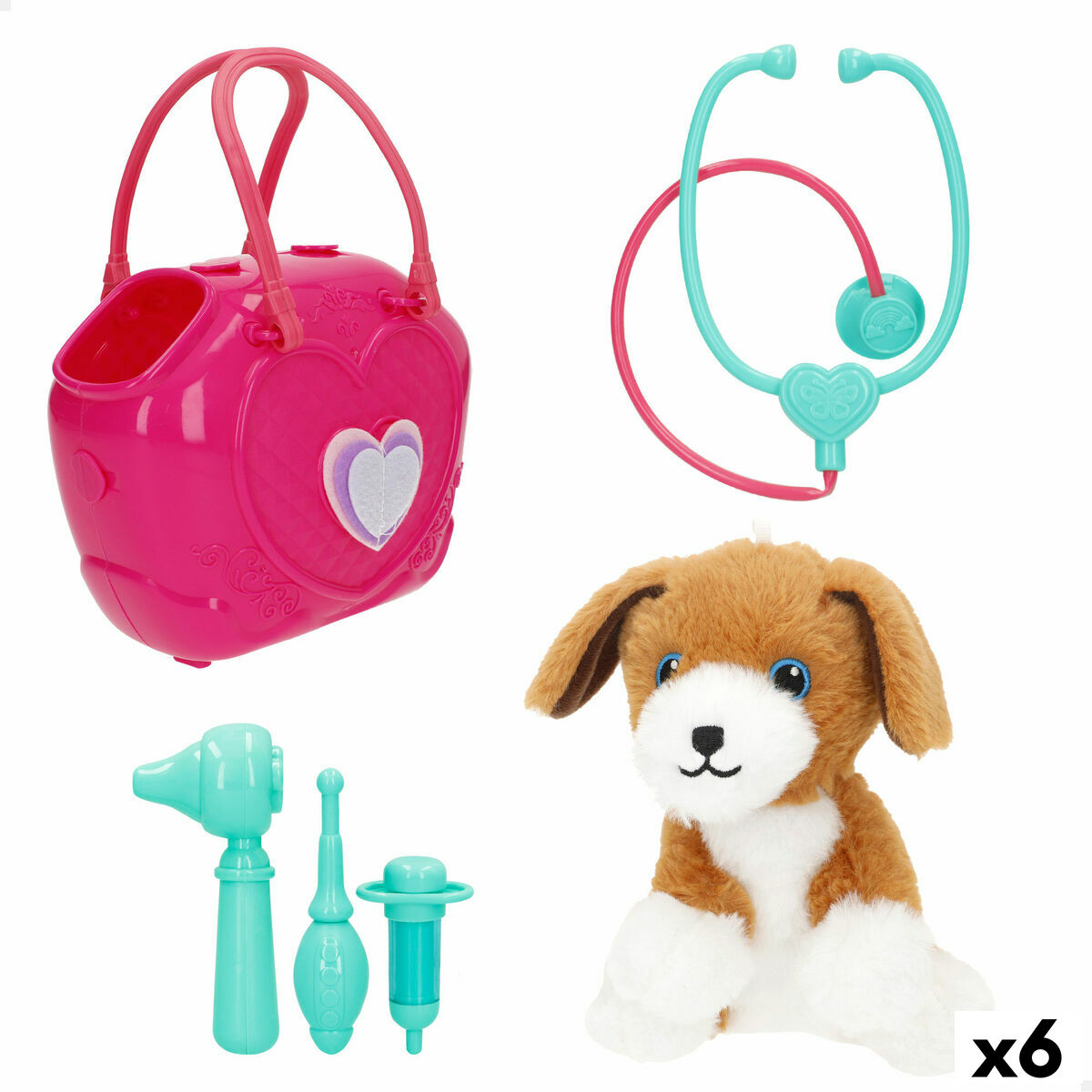 Peluche Colorbaby Felpa Plástico 10 x 17 x 9 cm (6 Unidades)