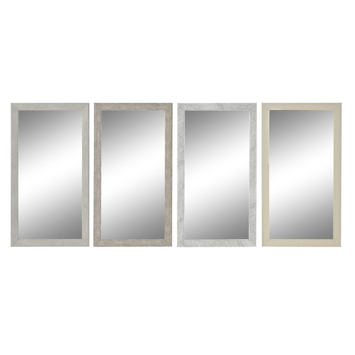 Espejo de pared DKD Home Decor Blanco Beige Gris oscuro 36 x 2 x 66 cm (4 Unidades)