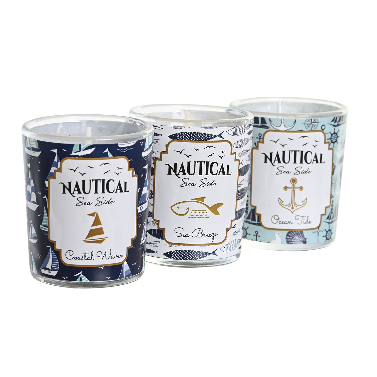 Vela DKD Home Decor Azul Cera Cristal 17 x 5 x 6 cm (3 Unidades)