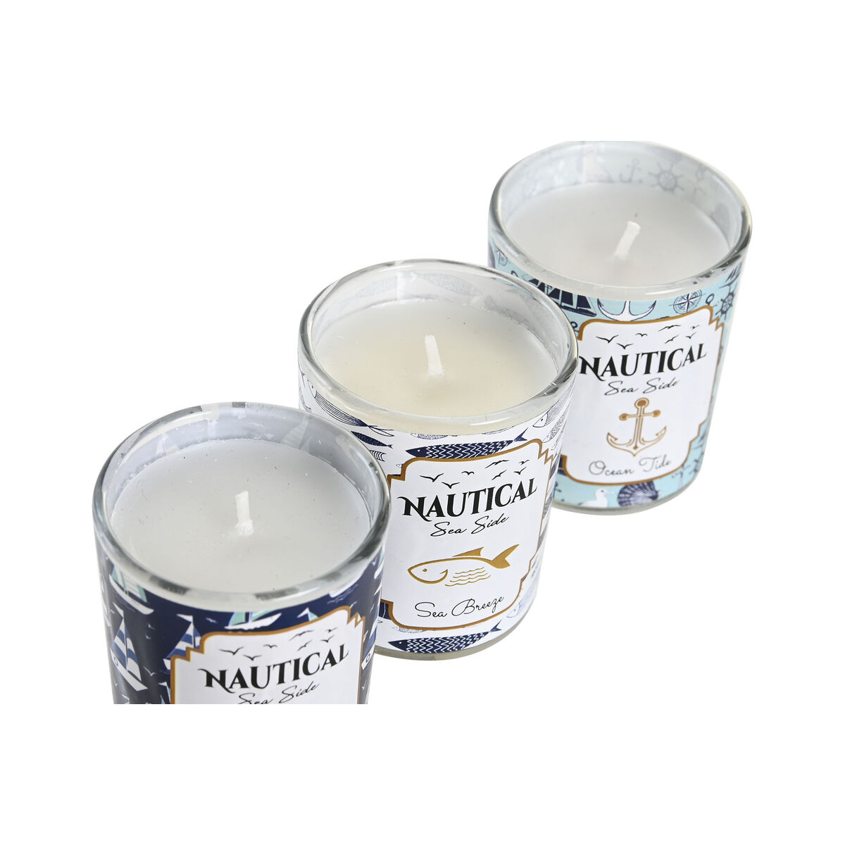 Vela DKD Home Decor Azul Cera Cristal 17 x 5 x 6 cm (3 Unidades)