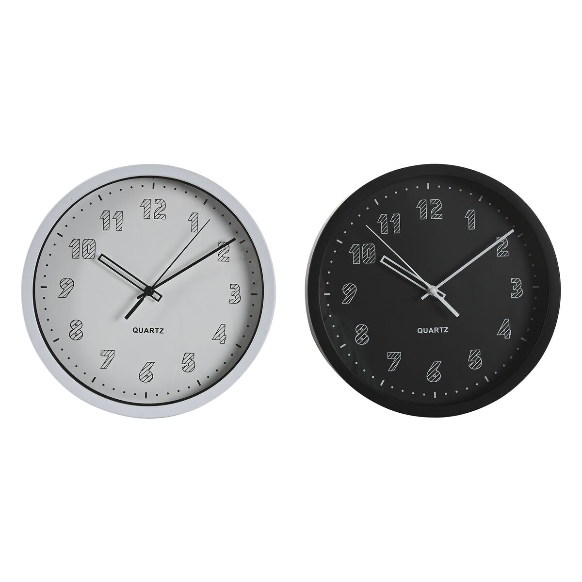 Reloj de Pared DKD Home Decor Blanco Negro PVC 25,4 x 4 x 25,4 cm (2 Unidades)