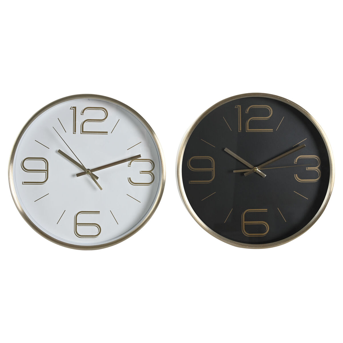 Reloj de Pared DKD Home Decor Blanco Negro Dorado Aluminio Ø 25 cm 25 x 4 x 25 cm (2 Unidades)