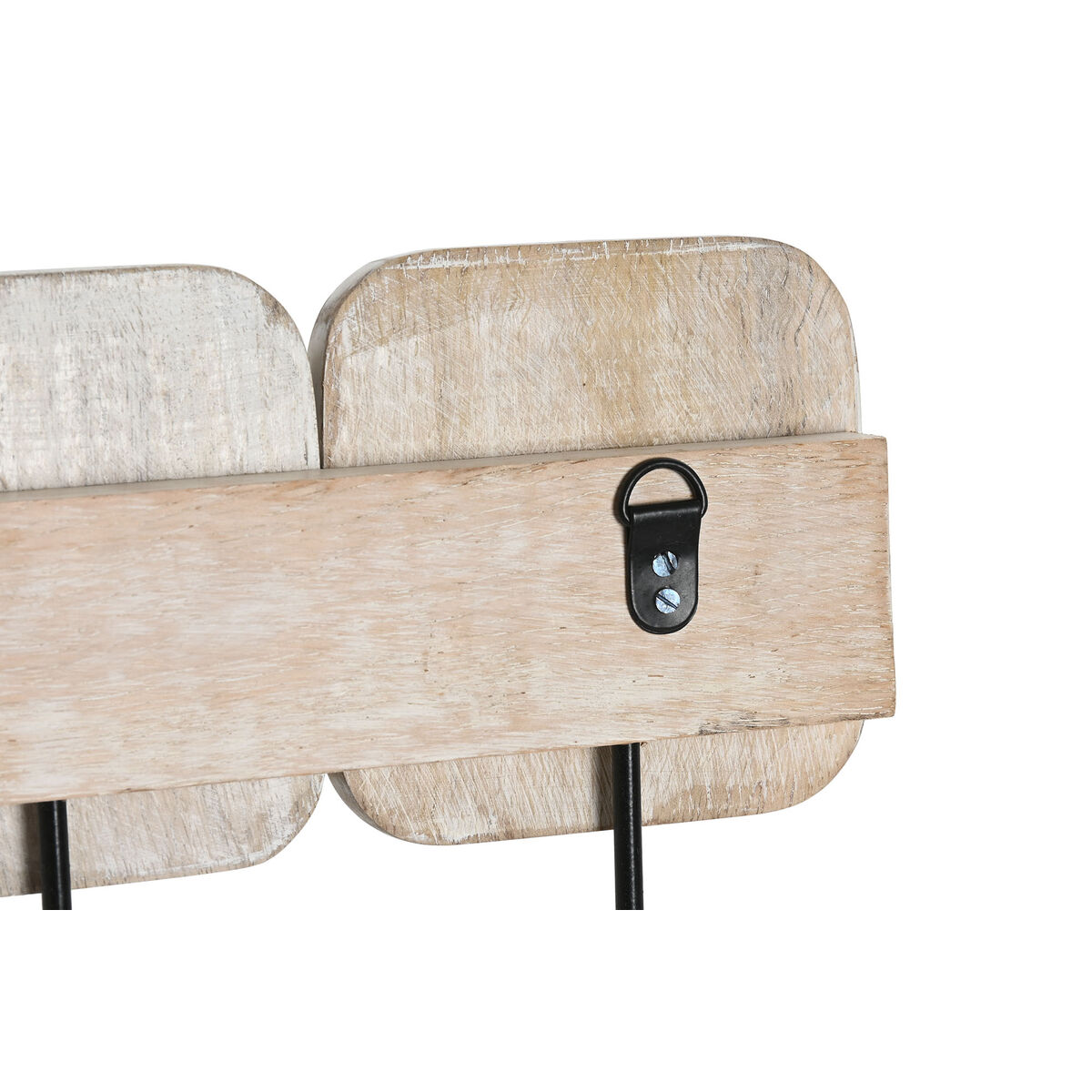 Perchero de Pared Home ESPRIT Blanco Negro Hierro Madera de mango Urbano 41 x 7 x 17 cm