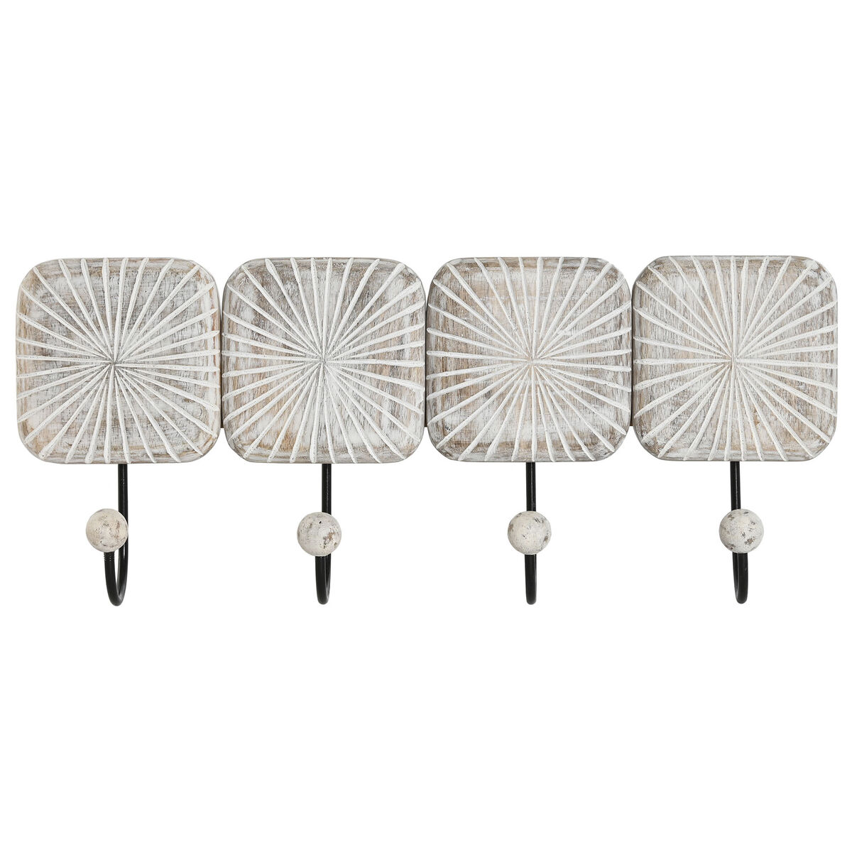 Perchero de Pared Home ESPRIT Blanco Negro Hierro Madera de mango Urbano 41 x 7 x 17 cm