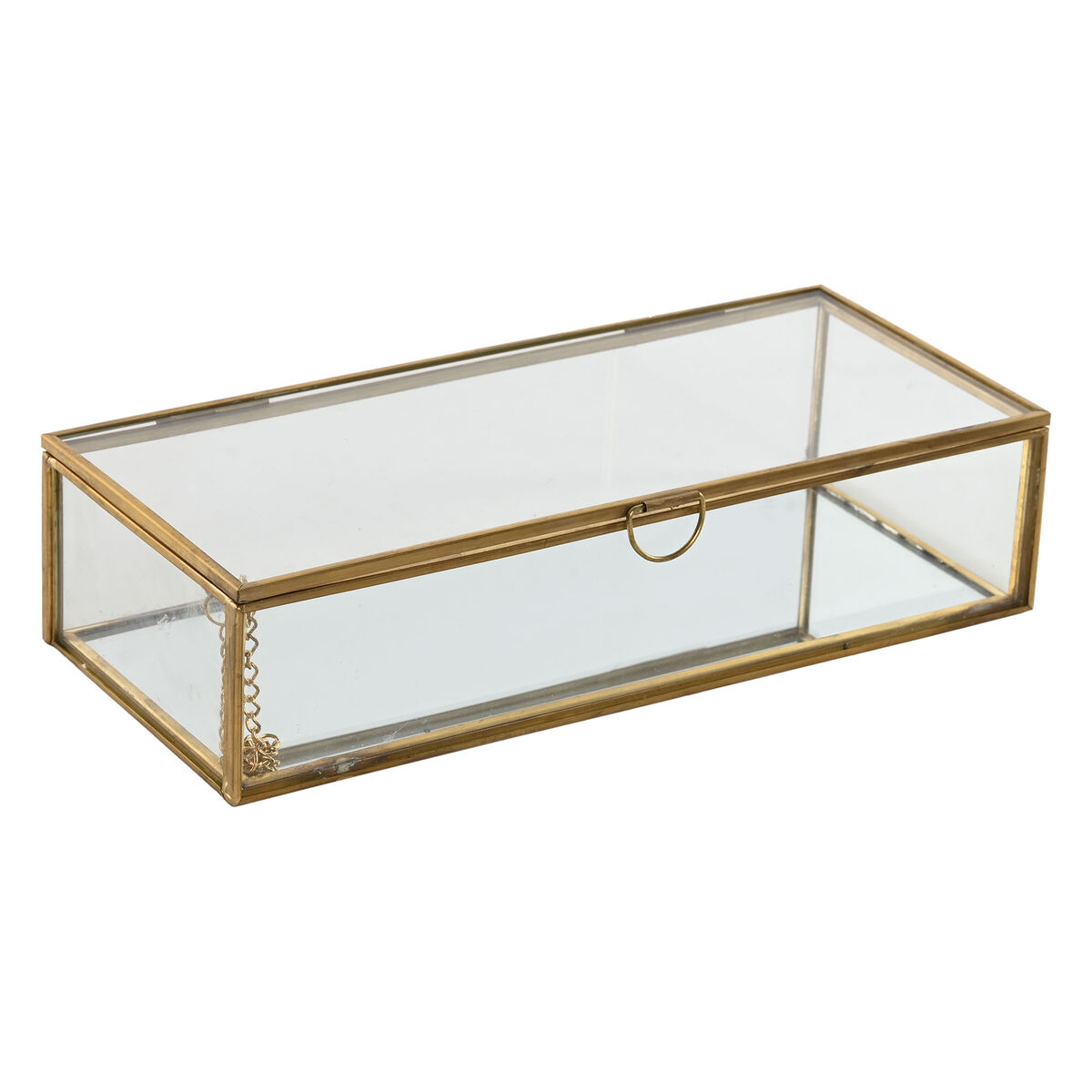Caja-Joyero Home ESPRIT Dorado Metal Cristal 23 X 10 X 5,5 cm