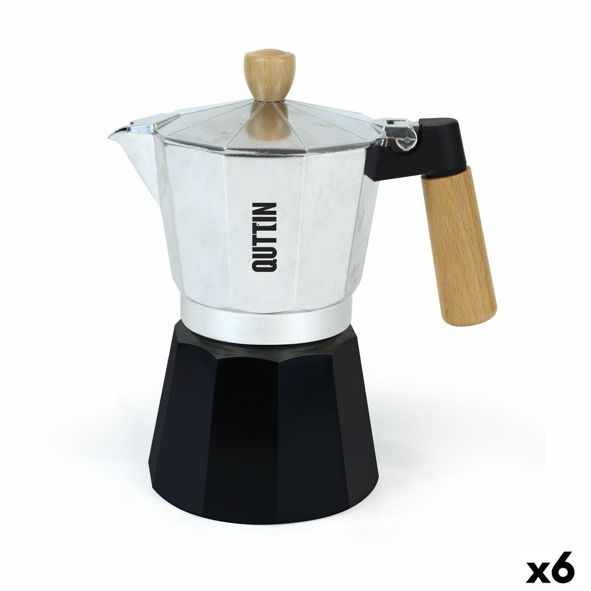 Cafetera Italiana Quttin Aluminio 6 Tazas (6 Unidades)